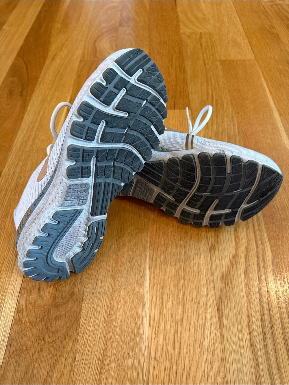 Brooks Adrenaline Women's White Running Sneakers with Gold Accents